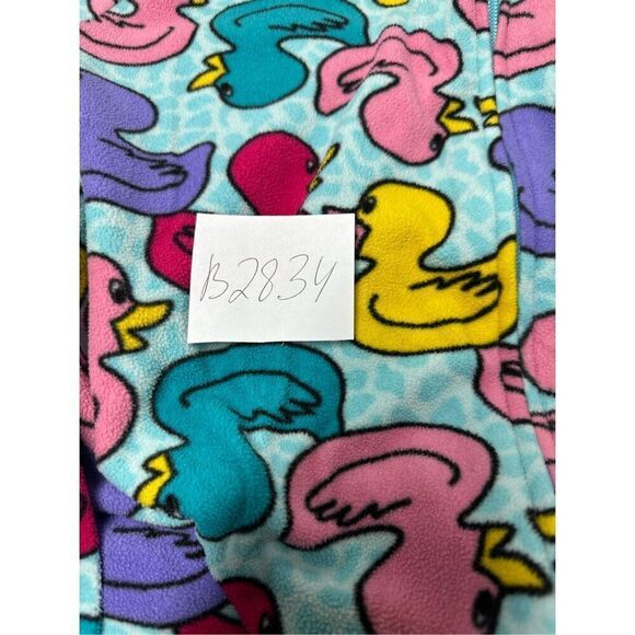 Joe Boxer Womens Large One Piece Footie Pajamas Ducks Blue Multicolor Zip Size M - Picture 15 of 15